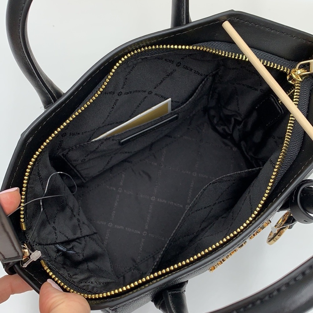 Michael Kors Avril Small Leather Top-Zip Satchel BLACK COLOR - Picture 11 of 16